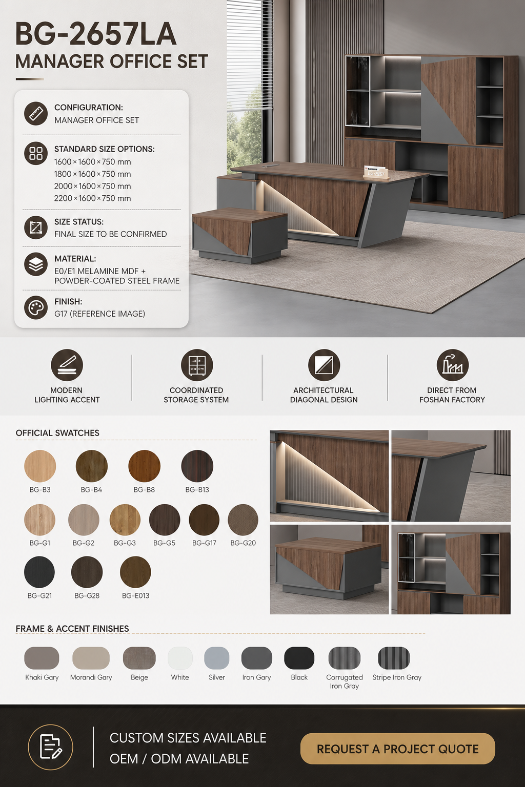 Meja Manajer L-Shape — BG-2657LA detail