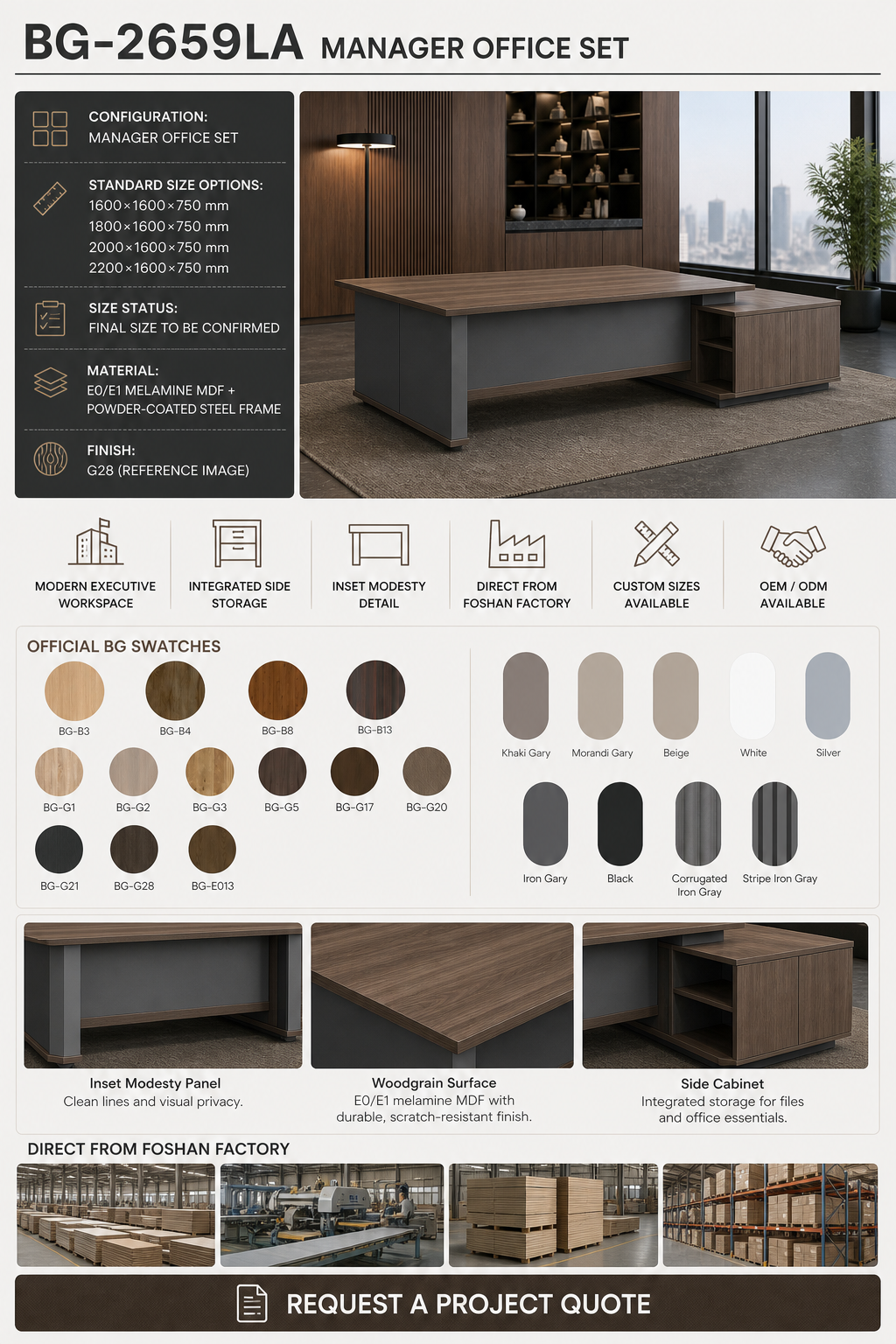 Meja Manajer L-Shape — BG-2659LA detail