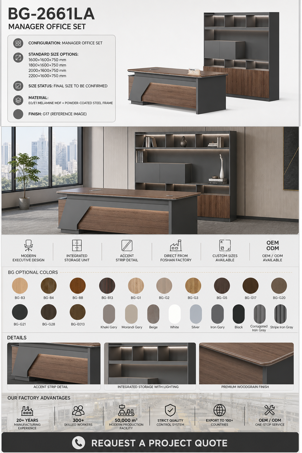 Meja Manajer L-Shape — BG-2661LA detail