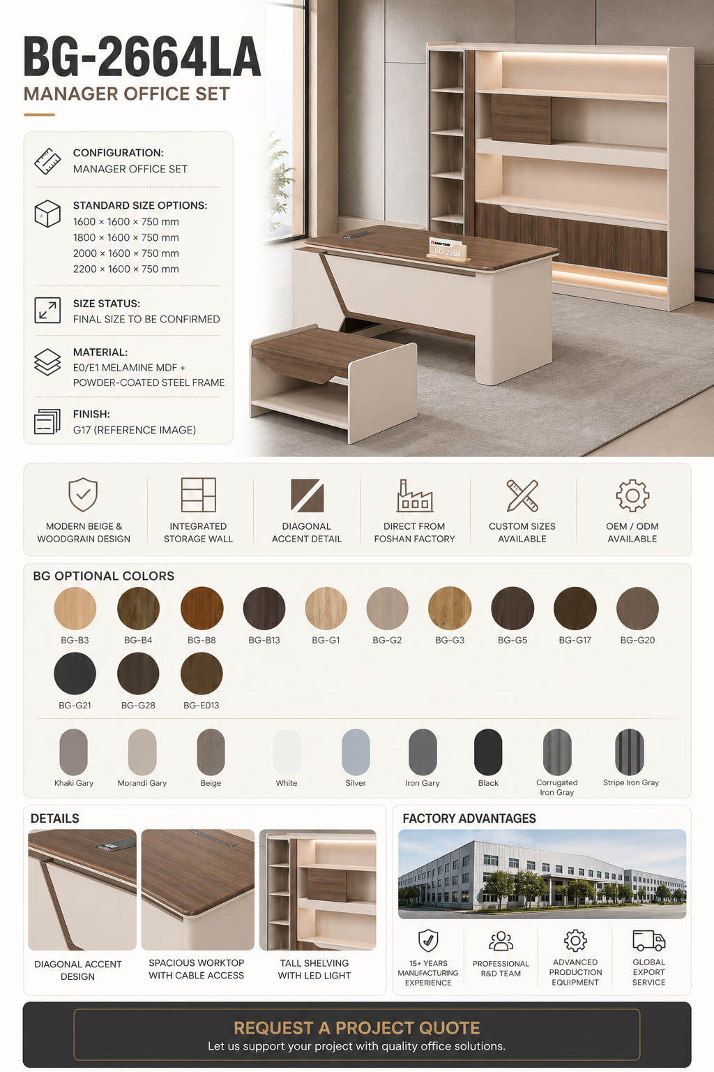 Meja Manajer L-Shape — BG-2664LA detail