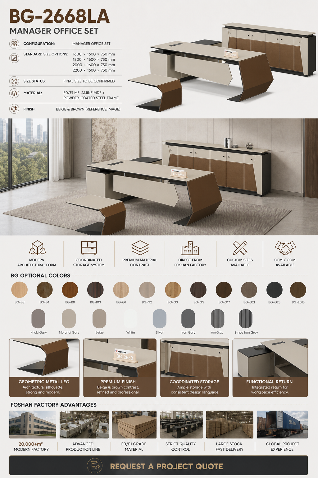 Meja Manajer L-Shape — BG-2668LA detail