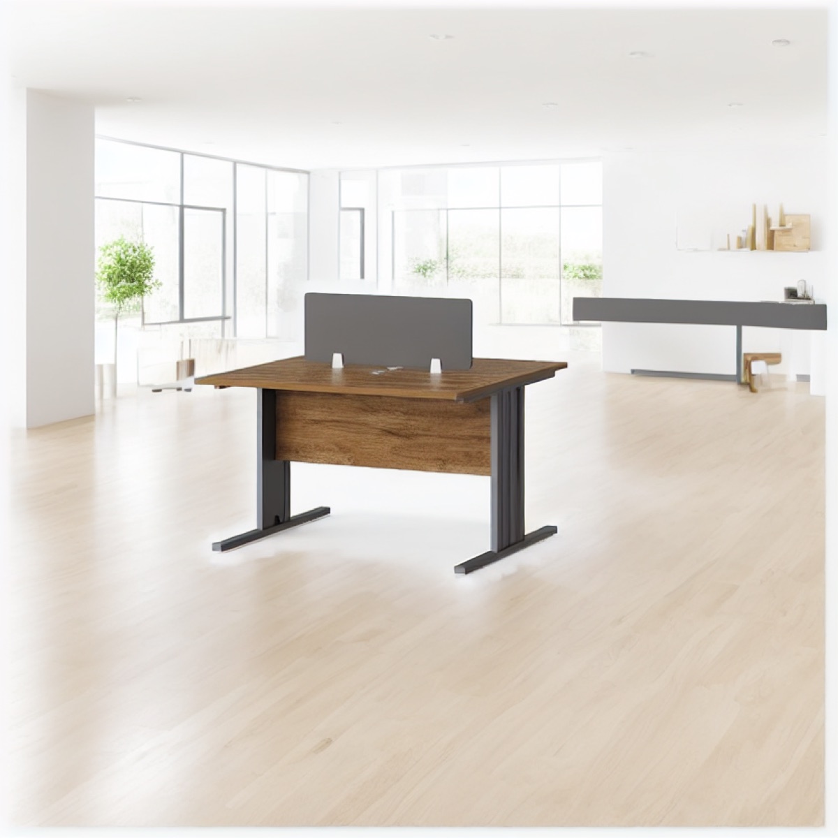 Staff Desk with Privacy Partition — office scene