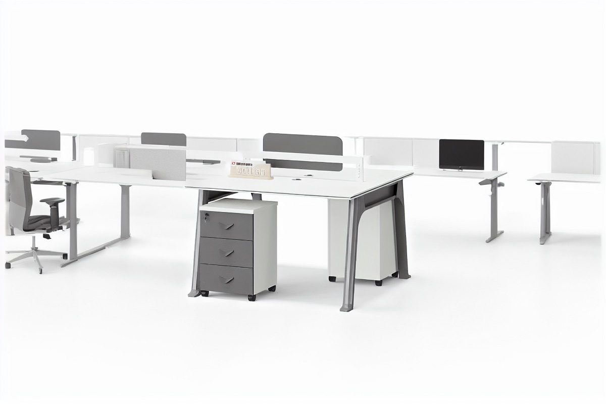 2-Person Workstation White — situasi kantor