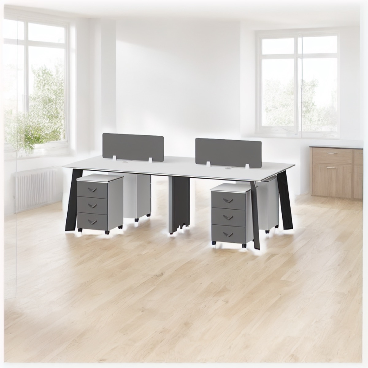 Office Workstation with Fabric Panels — office scene