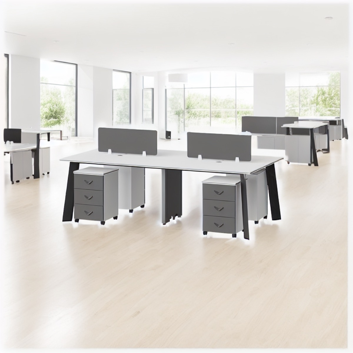 Office Workstation with Fabric Panels — office scene