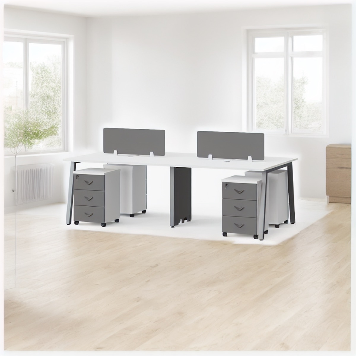 White 2-Person Office Workstation — office scene
