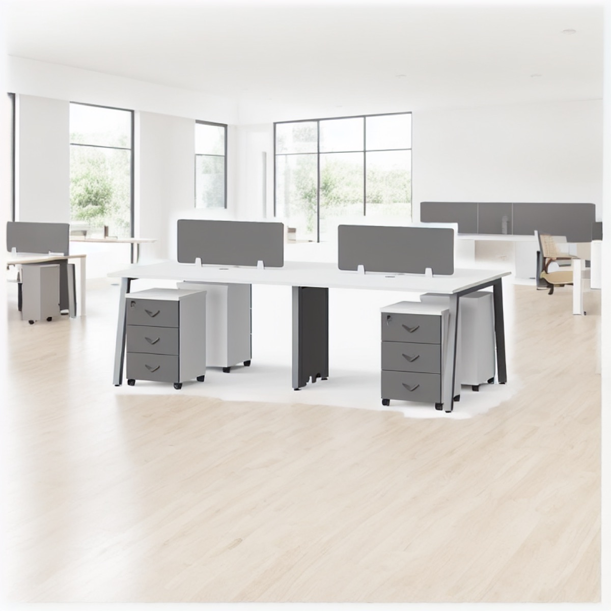 White 2-Person Office Workstation — office scene