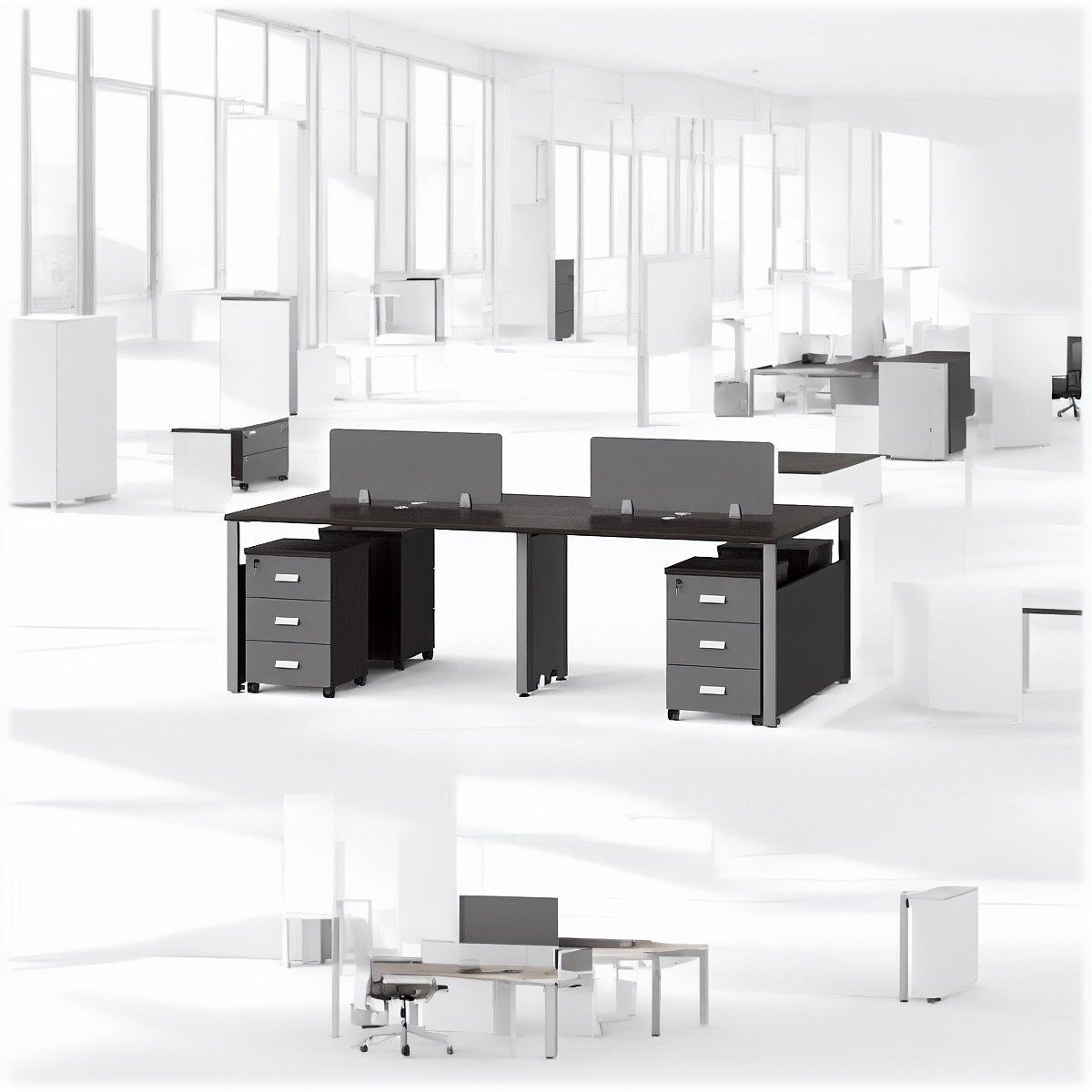 4-Seat Office Workstation — office scene