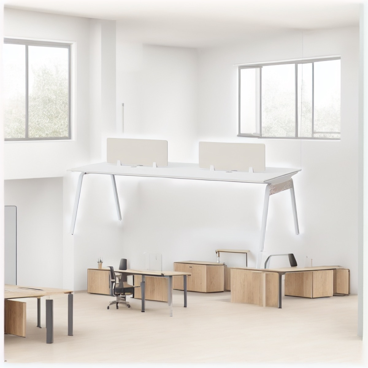 Workstation Kantor 2 Orang Panel Privasi — situasi kantor