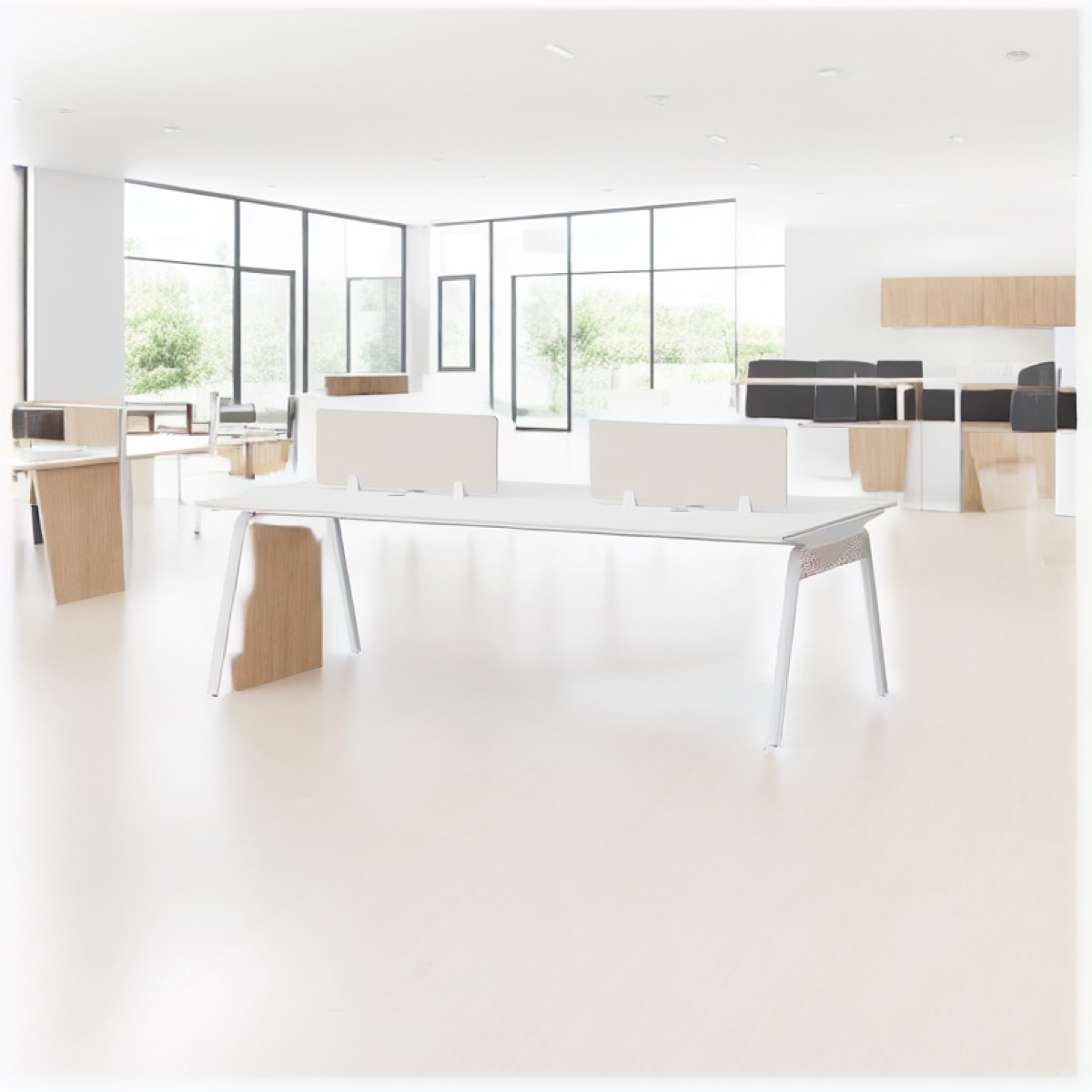 Workstation Kantor 2 Orang Panel Privasi — situasi kantor