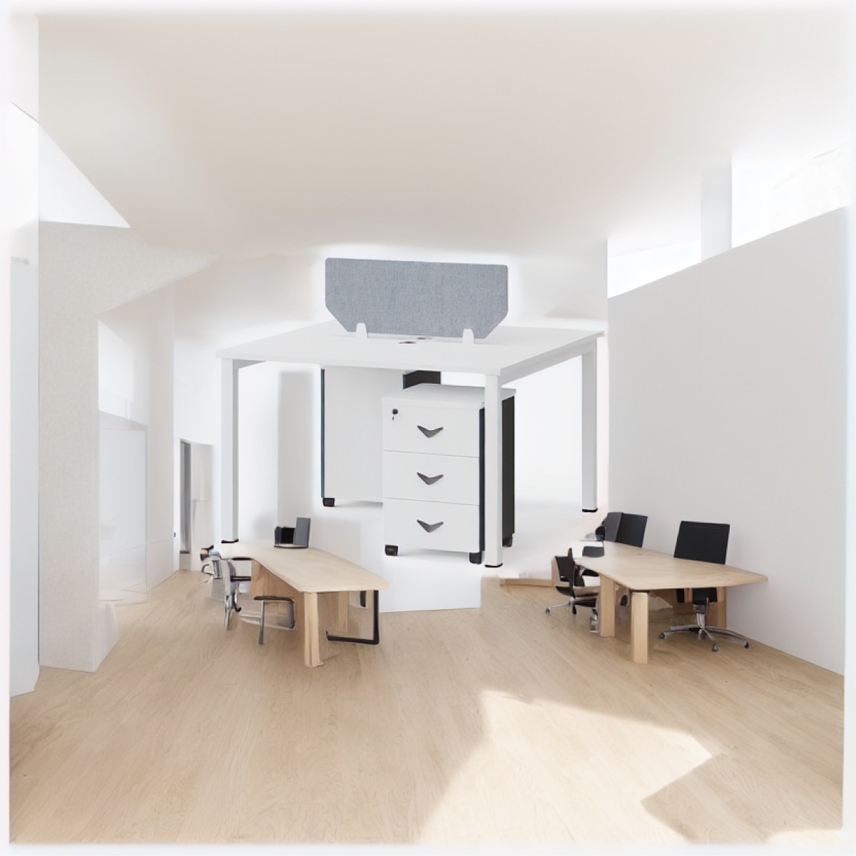 Workstation Kantor 2 Orang Partisi Kain — situasi kantor