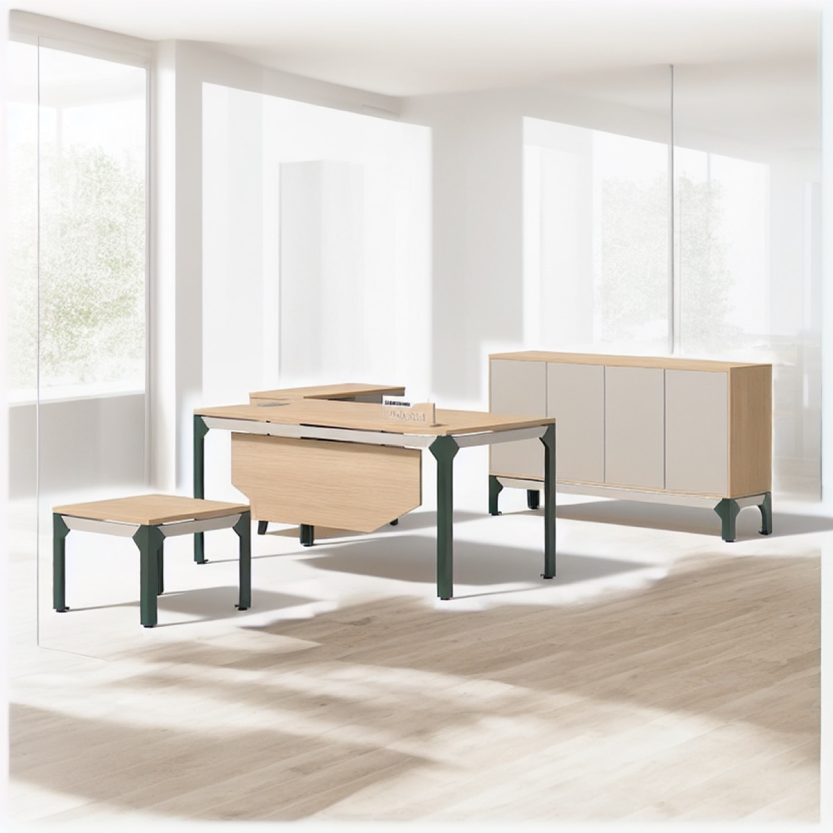 Modular Folding Meeting Table + Cabinet — office scene