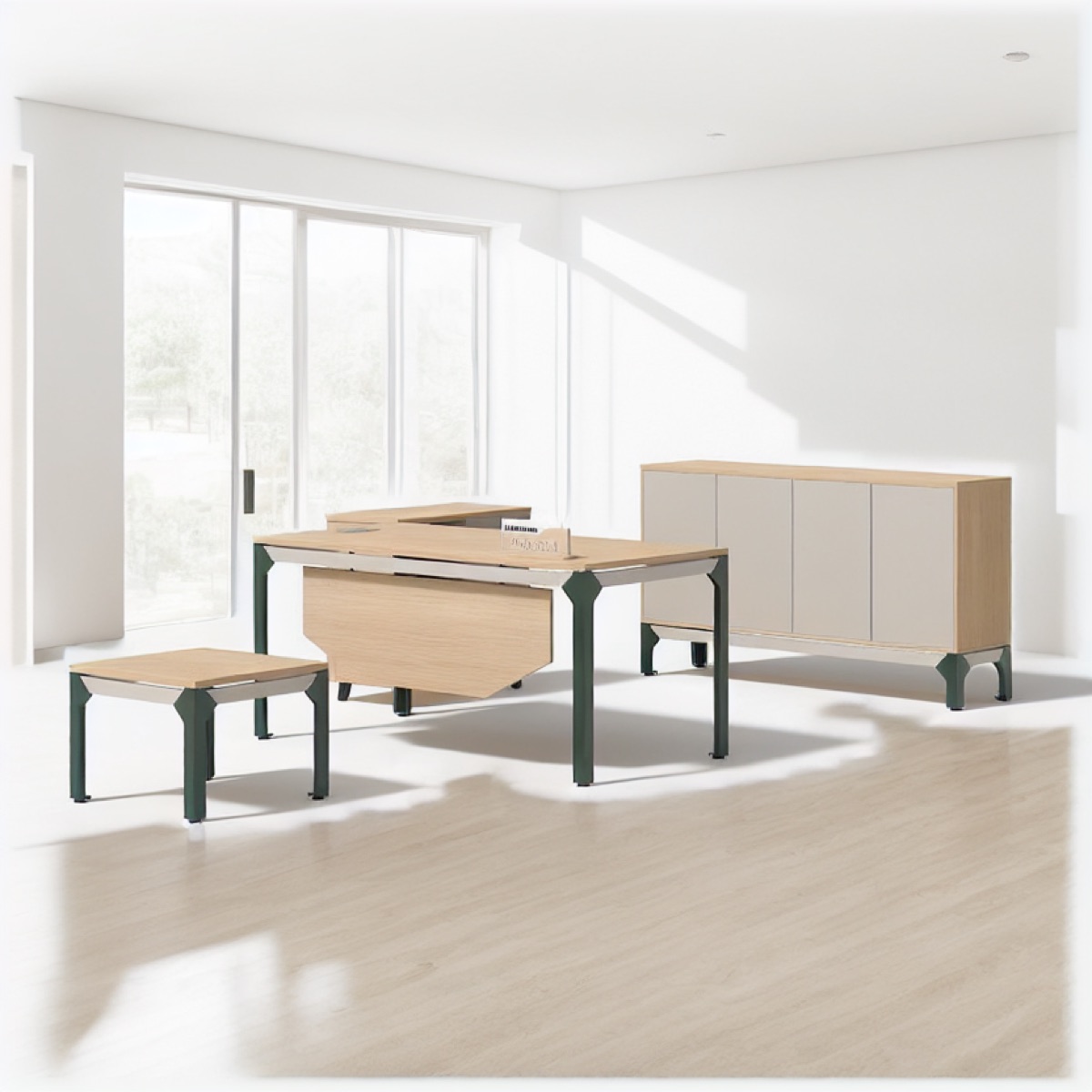 Modular Folding Meeting Table + Cabinet — office scene