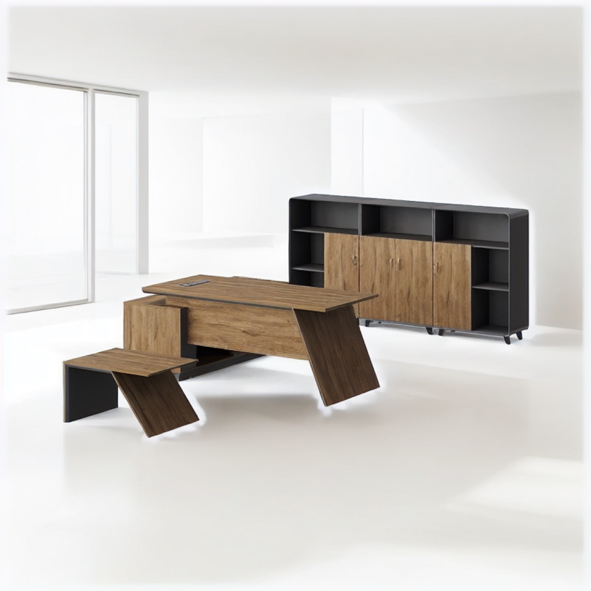 L-Shape Executive Desk, Full Finish Range — office scene