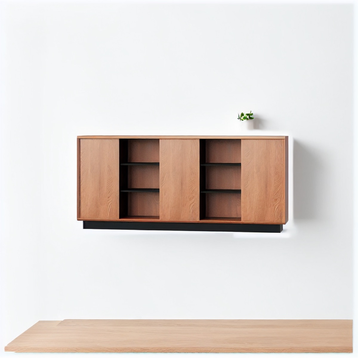 Office Side Cabinet with Open Shelf + Door — office scene