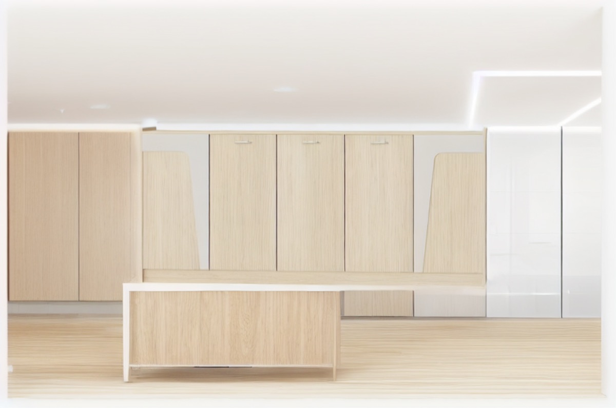 Office Side Cabinet with Curved Door Accents — office scene