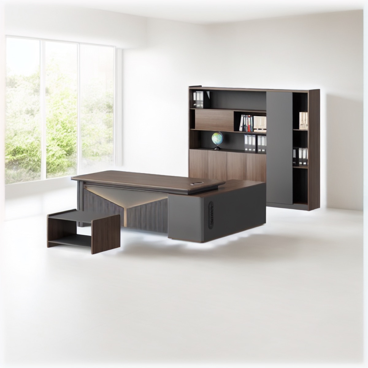 2400 mm L-Shape Director Desk + Cabinet — office scene