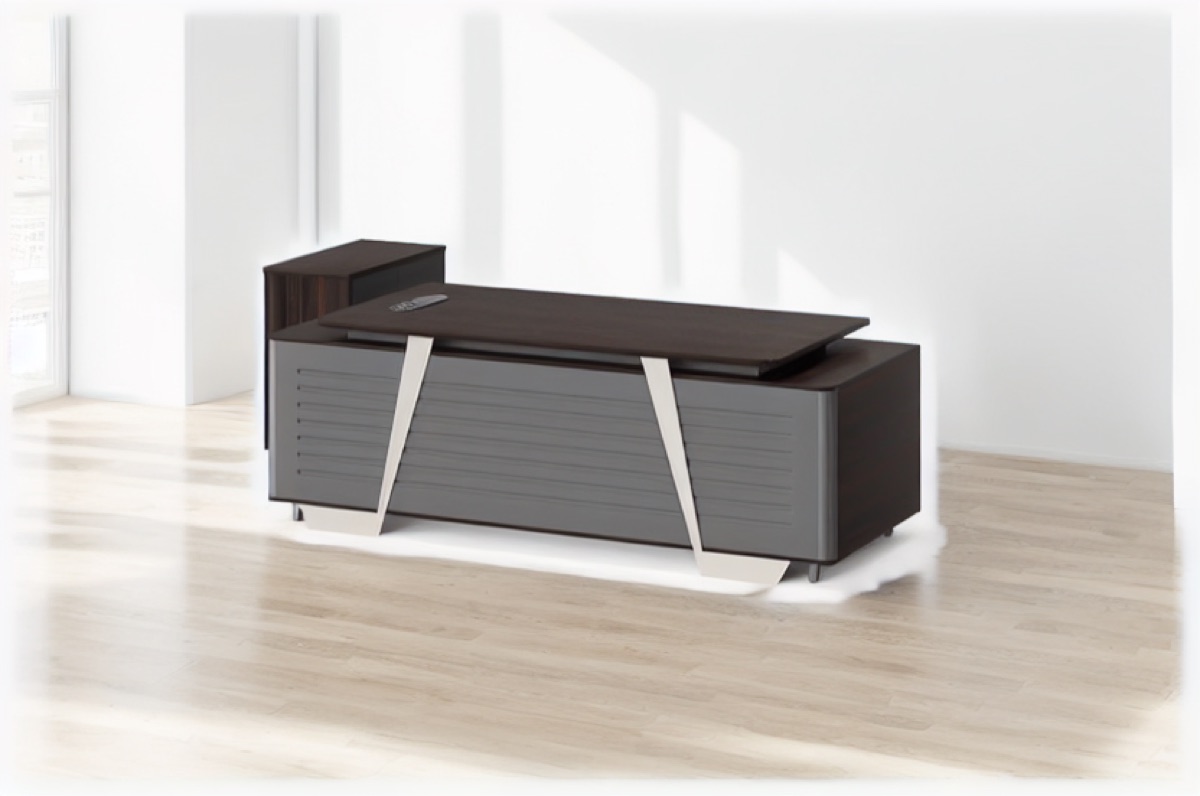 Meja Direktur L-Shape + Dudukan Monitor — situasi kantor