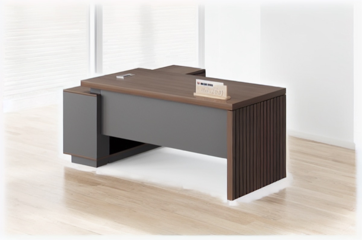 Meja Direktur L-Shape Slat — situasi kantor