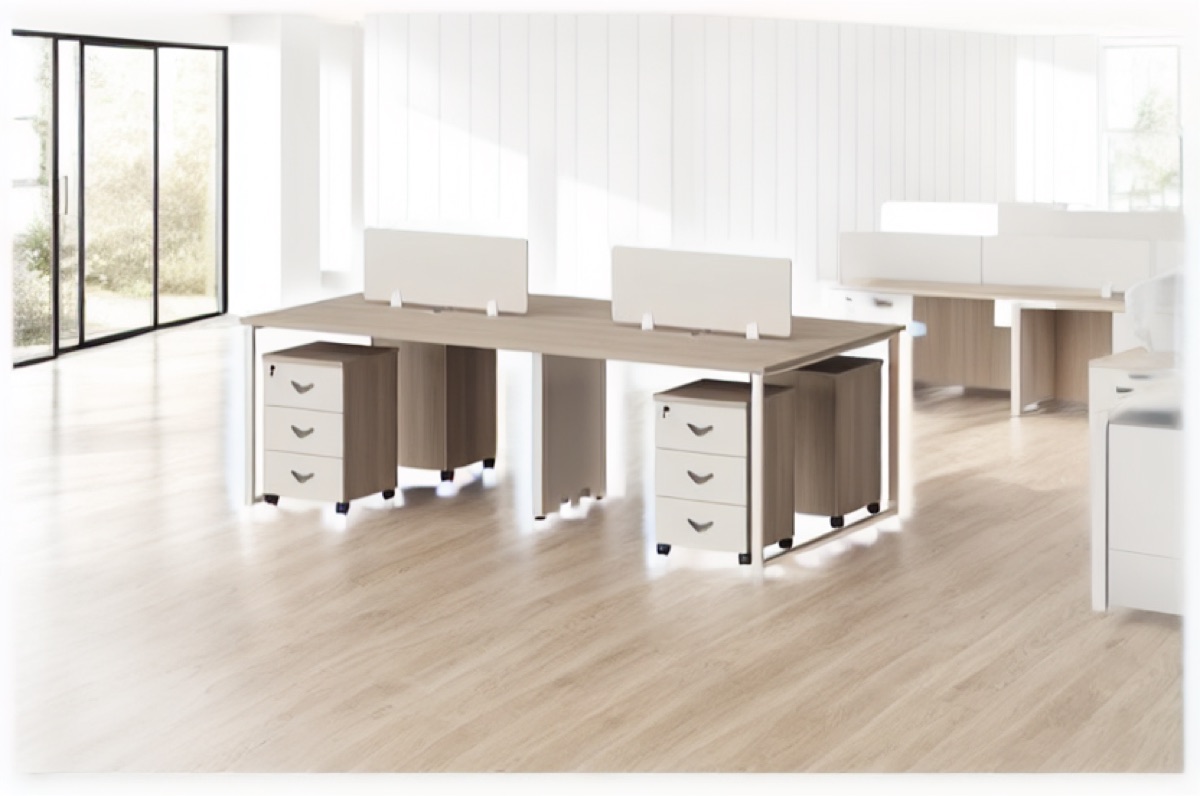 Workstation 2 Orang Pedestal Mobile Oak — situasi kantor