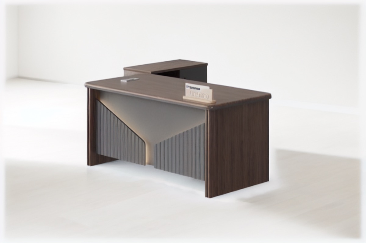 Meja Direktur L-Shape Premium — situasi kantor