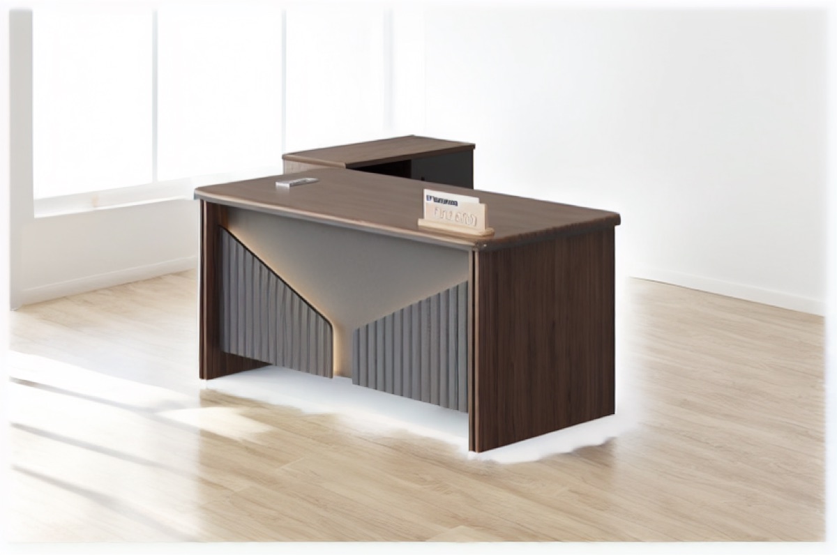 Meja Direktur L-Shape Premium — situasi kantor