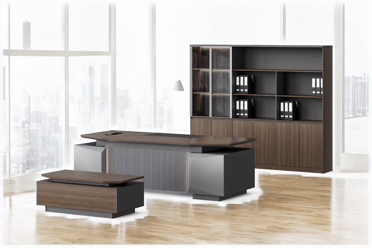 Executive Desk + Side Cabinet — office scene