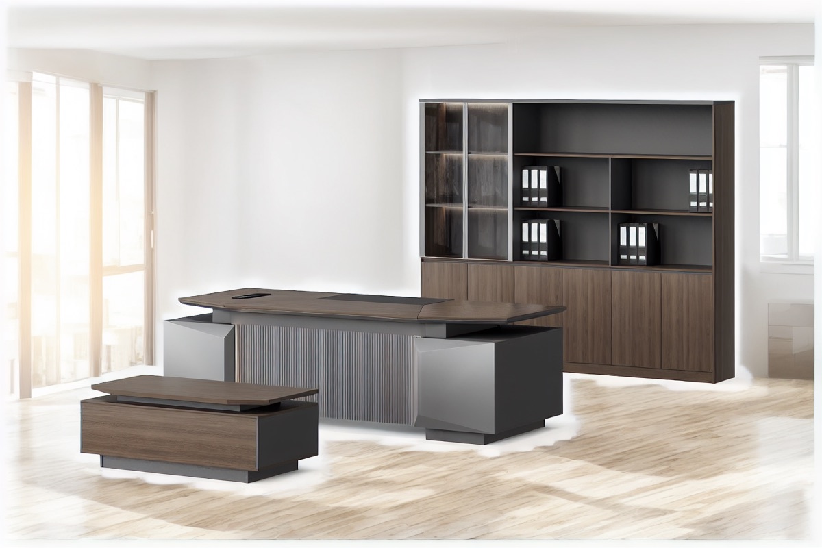 Executive Desk + Side Cabinet — office scene