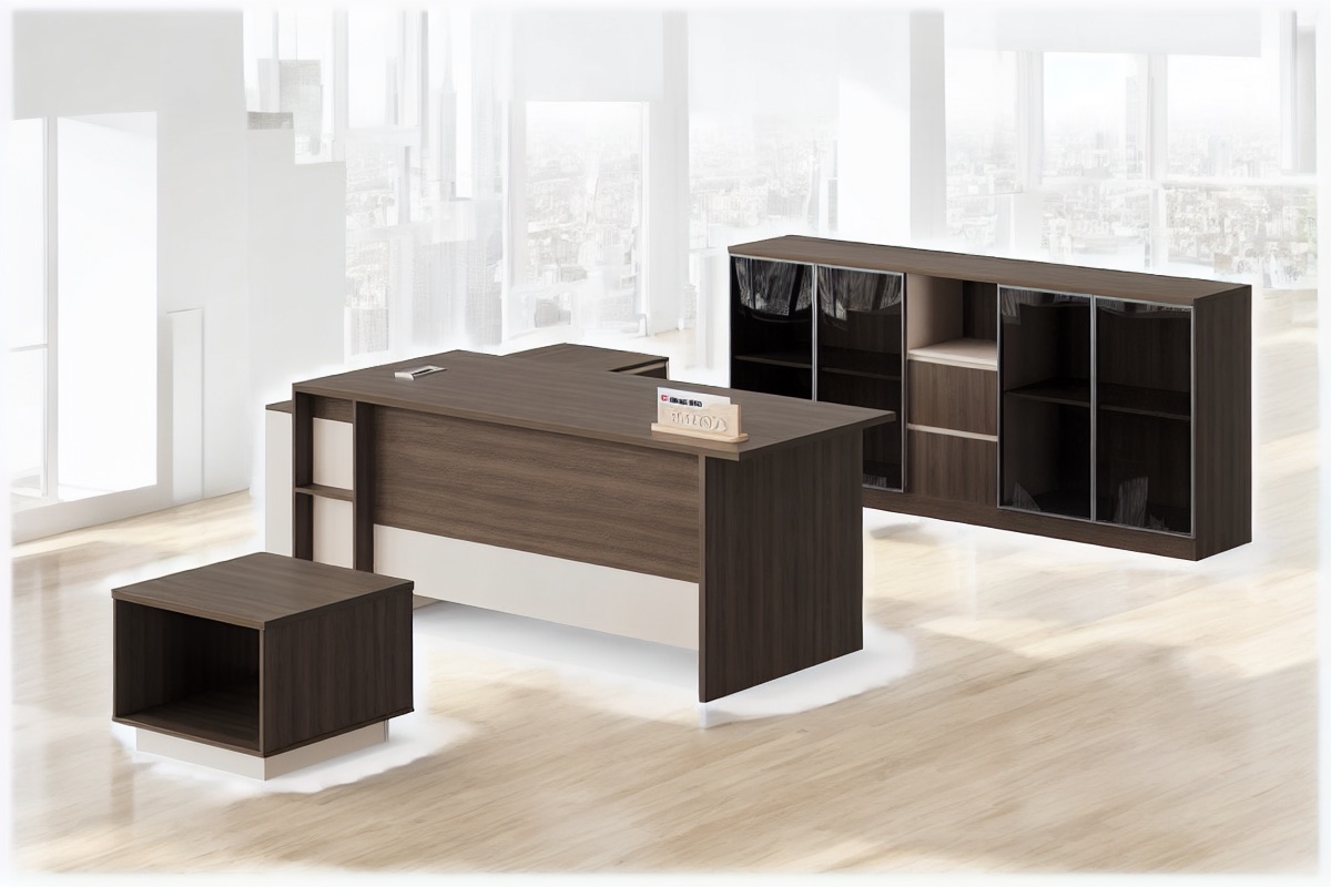 Executive Desk + Side Cabinet — office scene