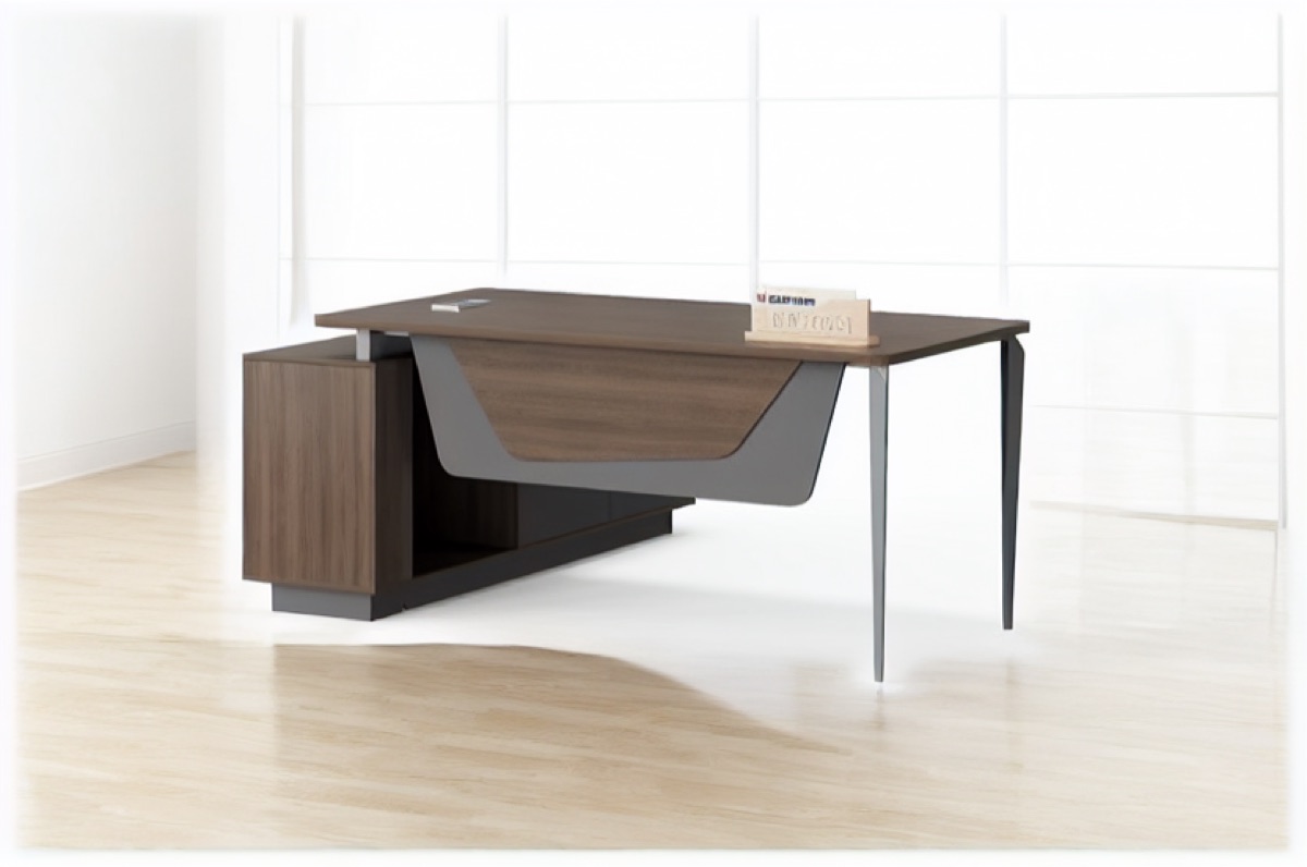 Meja Direktur L-Shape G28 Panel Lengkung + Kabinet — situasi kantor
