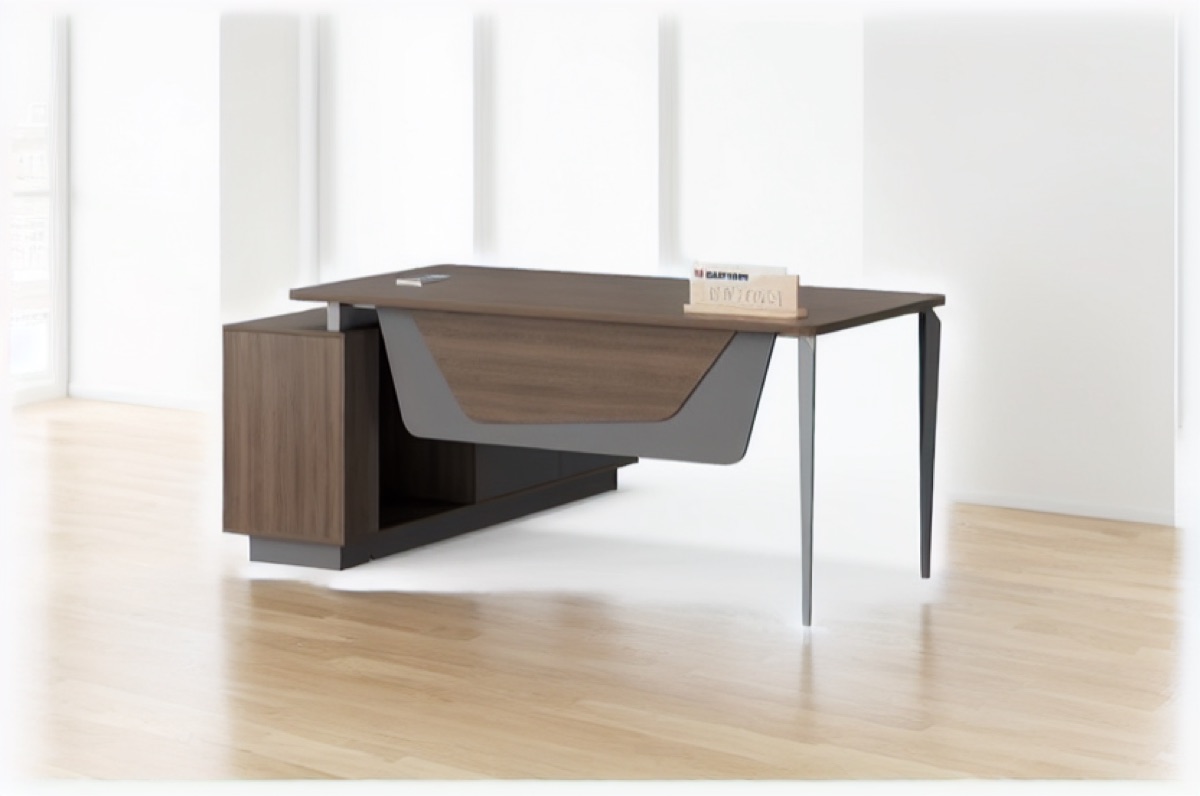 Meja Direktur L-Shape G28 Panel Lengkung + Kabinet — situasi kantor