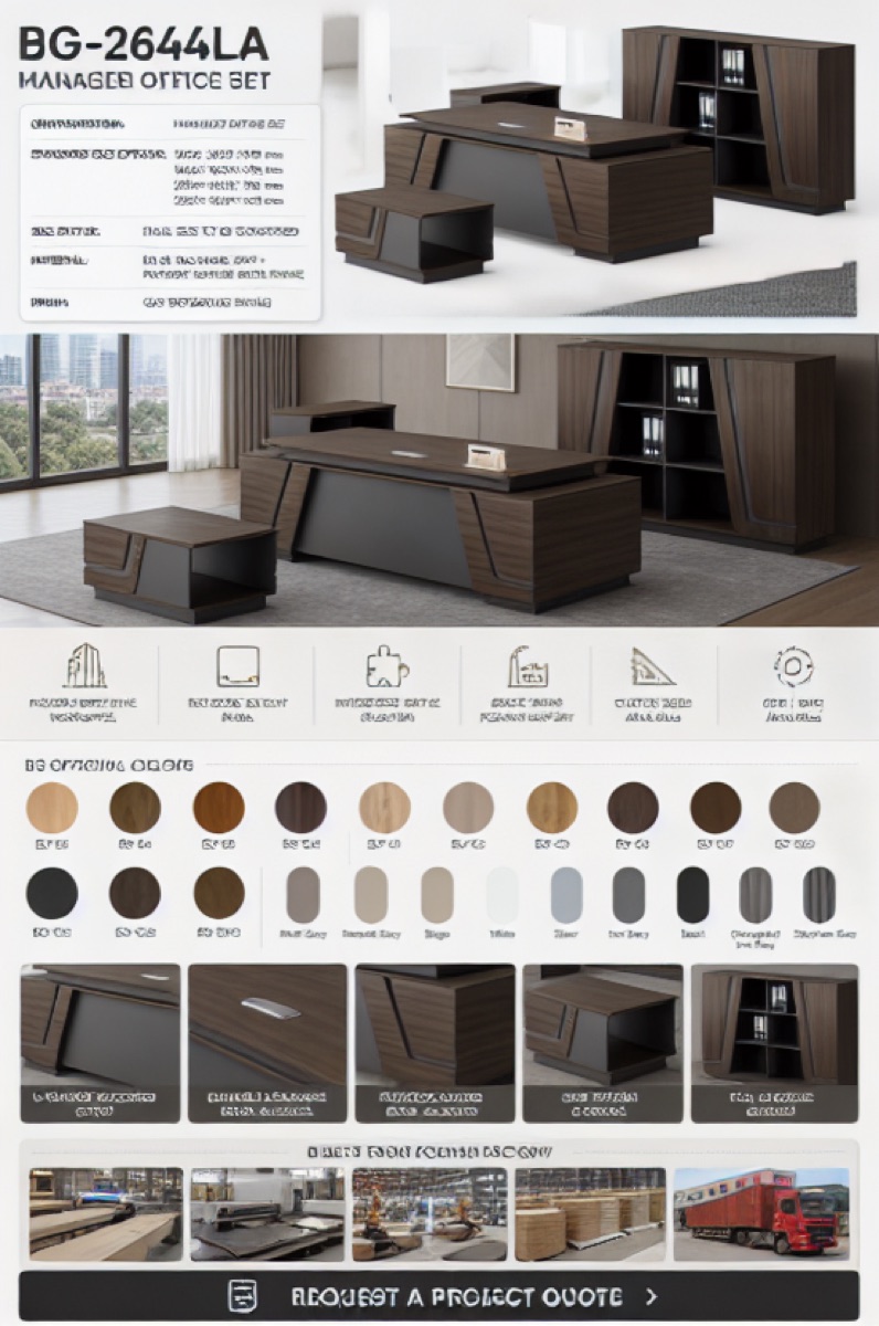 Meja Manajer L-Shape — situasi kantor