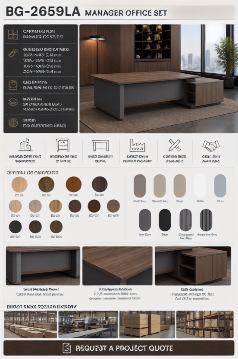 Meja Manajer L-Shape — situasi kantor