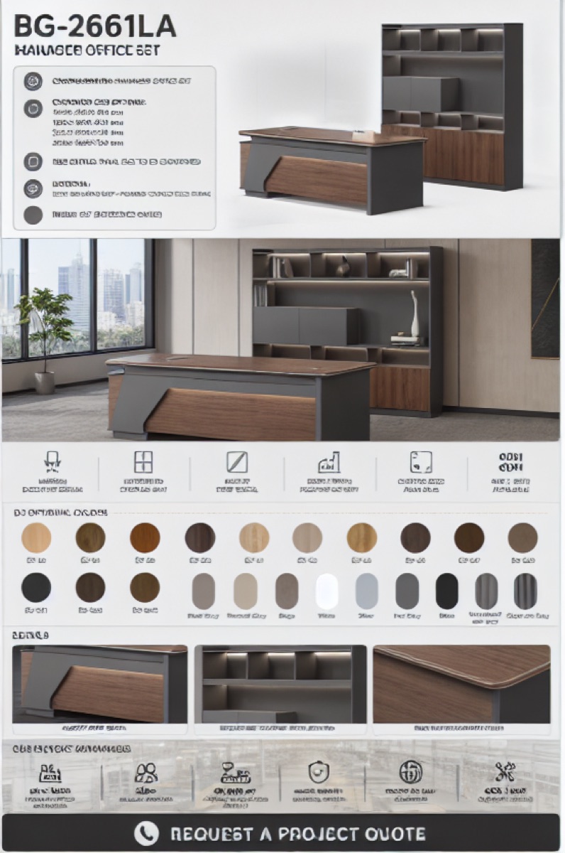 Meja Manajer L-Shape — situasi kantor