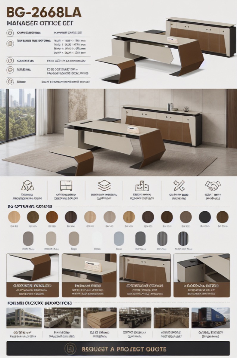 Meja Manajer L-Shape — situasi kantor